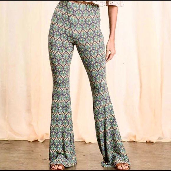 BOHO RETRO BELL BOTTOM LEG PANTS - Picture 2 of 10